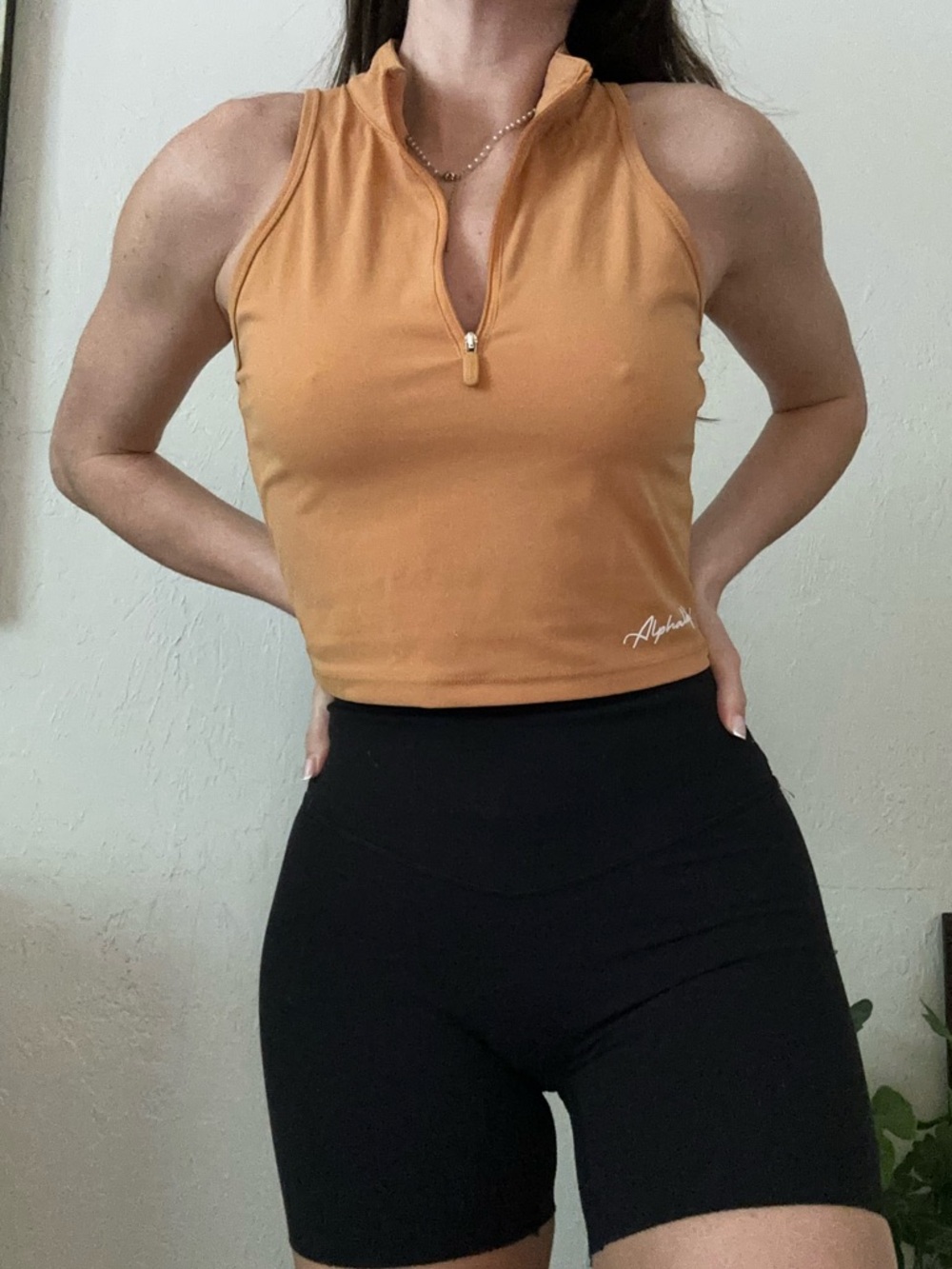 Alphalete Amber Zip Mock Neck Crop Tank
